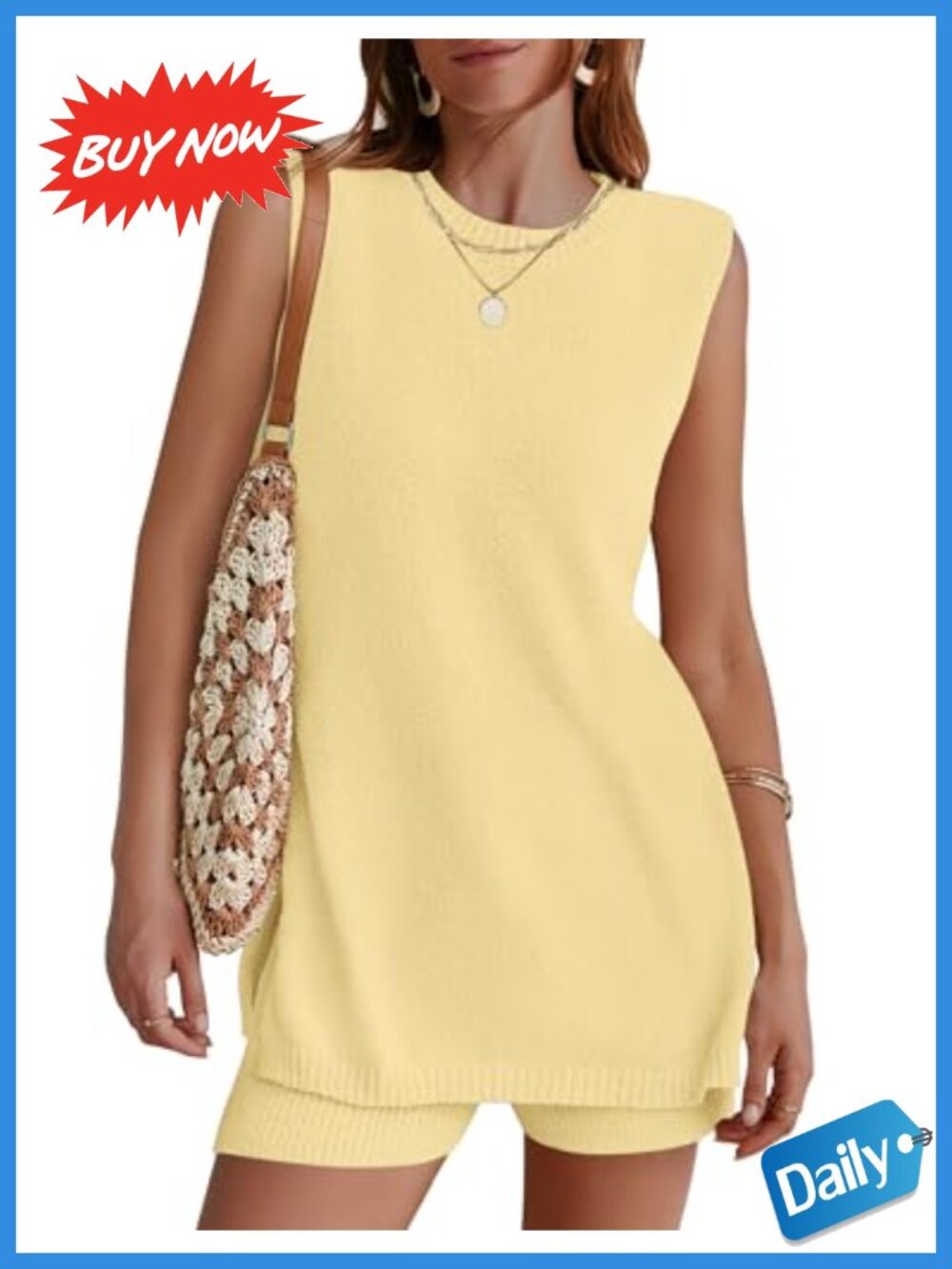 Women's Sleeveless Lounge Sets 2 Piece Casual Loose Fit Tunic Tops and Shorts